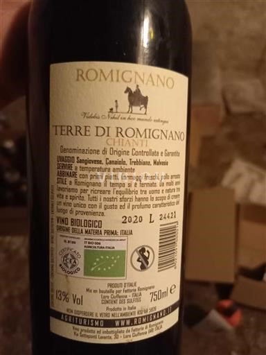 Toskana Chianti Romignano Terre di Romignano 2020