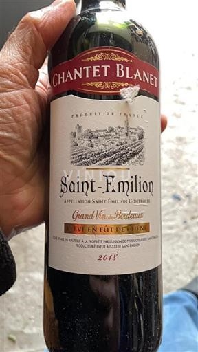 Bordeaux Saint-Émilion Château Chantet Blanet 2018