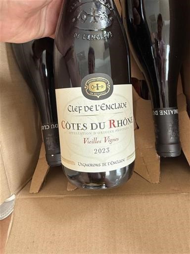 Vin Rouge sec Vieilles Vignes Clef de l'Enclave 2023 France Vallée du Rhône Côtes-du-rhône AOC