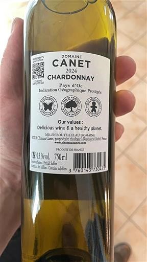 Languedoc och Roussillon Pays d'Oc Domaine Canet Chardonnay 2024