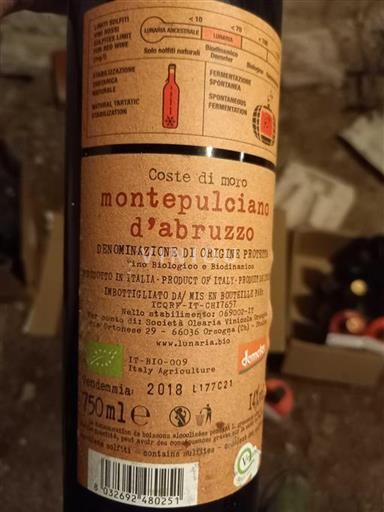 Abruzzo Montepulciano d'Abruzzo Lunaria Coste di Moro 2018