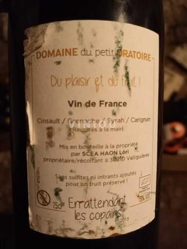 Languedoc Ospecificerad Domaine Petit Oratoire En Attendant les Copains 2019