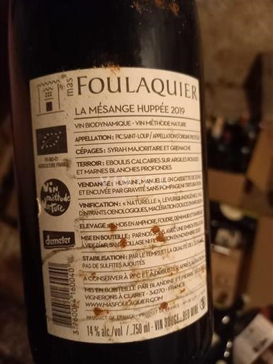 Languedoc Pic Saint-Loup Mas Foulaquier La Mésange Huppée 2019