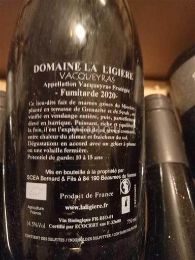 Rhônevallei Vacqueyras La Ligière Fumitarde 2020