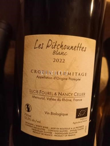 Vallée du Rhône Crozes-hermitage Lucie Fourel & Nancy Cellier Les Pichonnelles 2022