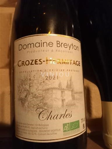 Rhônedalen Crozes-Hermitage Domaine Breyton Charles 2021