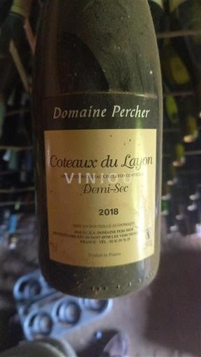 Vallée de la Loire Coteaux-du-layon Domaine Percher Demi-Sec 2018