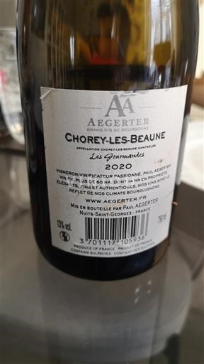 Bourgogne Chorey-lès-beaune Aegerter Les Gourmandes 2020