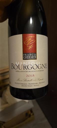 Vin Rouge sec Francis Gherardi 2018 France Bourgogne AOC
