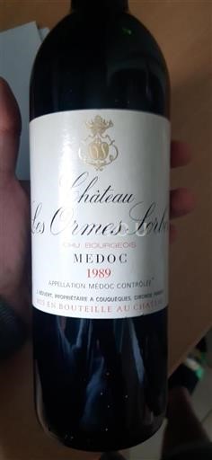 Bordeaux Médoc Cru Bourgeois Château Les Ormes Sorbet 1989