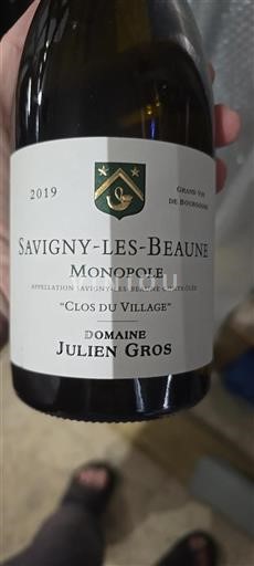 Vin Blanc sec Clos du Village Domaine Julien Gros 2019 France Bourgogne Savigny-lès-beaune AOC