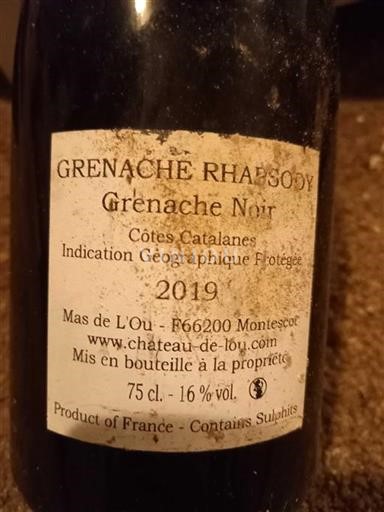 Languedoc och Roussillon Côtes catalanes Mas De L'ou Grenache Rhapsody 2019