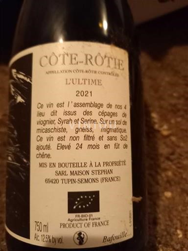 Rhône-dalen Côte-rôtie Maison Stephan L'Ultime 2021