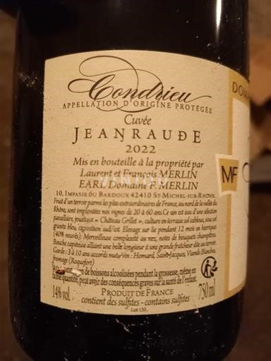 Rhônevallei Condrieu Domaine F. Merlin Jeanraude 2022