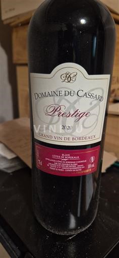 Bordeaux Côtes-de-Bordeaux Domaine Cassard Prestige 2020