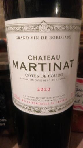 Bordeaux Côtes-de-bourg Chateau Martinat 2020