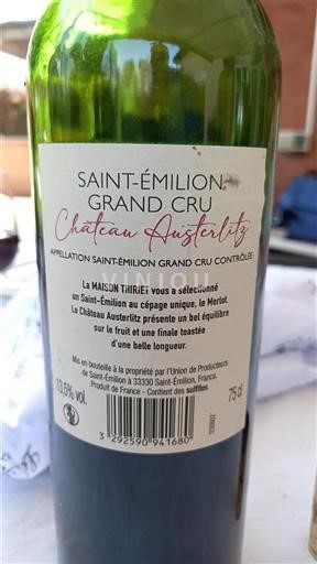 Bordeaux Saint-Émilion Grand Cru Château Austerlitz 2019