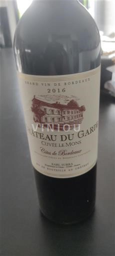 Vin Rouge sec Cuvee Le Mons GARDE 2016 France Bordeaux Côtes-de-Bordeaux AOC