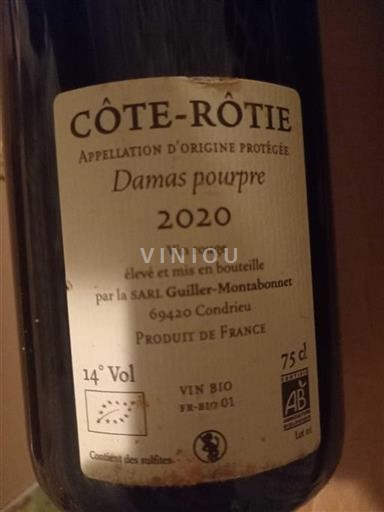 Vallée du Rhône Côte-rôtie Sarl Guiller-montabonnet Damas pourpre 2020