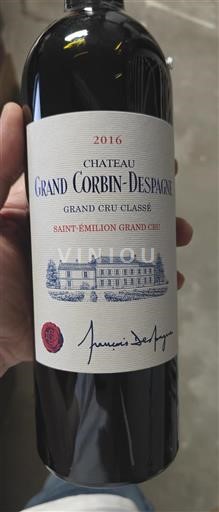Bordeaux Saint-Émilion Grand Cru Classé Château Grand Corbindespagne 2016