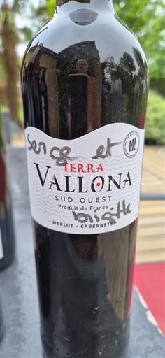 Vin Rouge sec Terra Vallona 2023 France Sud-Ouest