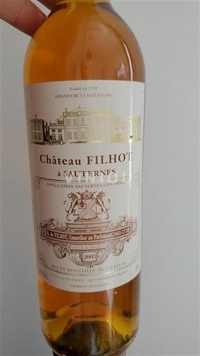 Bordeaux Sauternes Grand Cru Château Filhot 2003