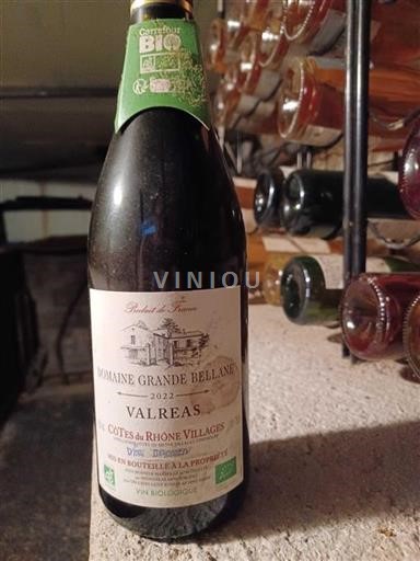 Rhônen laakso Côtes-du-rhône-villages Domaine Grande Bellane Valréas 2022