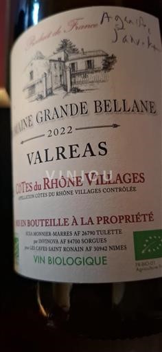 Valle del Ródano Côtes del Ródano Pueblos Domaine Grande Bellane Valréas 2022