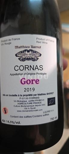 Rhône-dalen Cornas Domaine Coulet Gore 2019