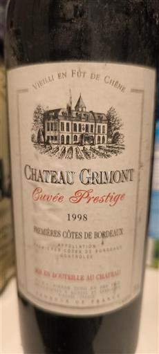 Bordeaux Premières Côtes de Bordeaux Château Grimont Prestige 1998