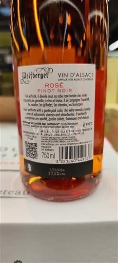 Vin Rosé sec Rosé Pinot Noir Wolfberger Non millésimé France Alsace