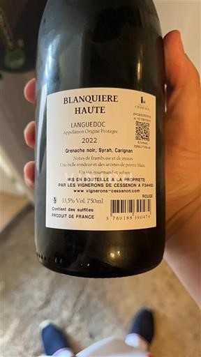 Languedoc Vignerons De Cessenon Blanquiére Haute 2022