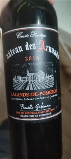 Bordeaux Lalande-de-Pomerol Château Des Arnauds Prestige 2016