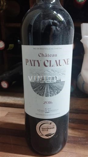 Burdeos Blaye-Côtes de Burdeos Château Paty Claune 2016