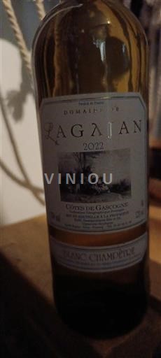 Vin Blanc sec Blanc Champêtre Domaine Lagajan 2022 France Sud-Ouest Côtes de Gascogne