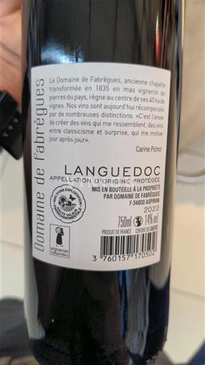 Languedoc Domaine Fabrègues 2022