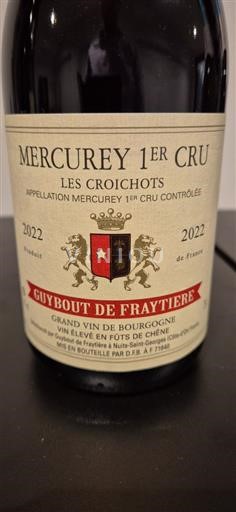 Bourgogne Ospecificerad Premier Cru Guybout De Fraytiere Les Croichots 2022