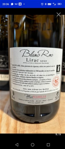 Vallée du Rhône Lirac Mas Isabelle Blanc Roc 2020