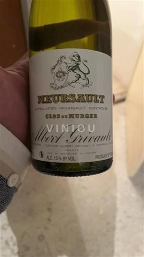 Bourgogne Meursault Domaine Albert Grivault Clos du Murger 2020