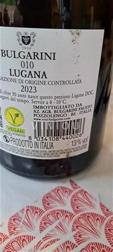 Vin Blanc sec 010 Lugana Bulgarini 2023 Italie Lombardie Lugana