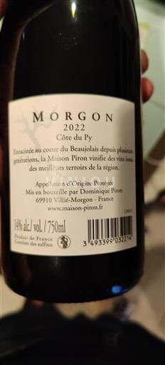 Beaujolais Morgon Maison Piron Côte du Py 2022