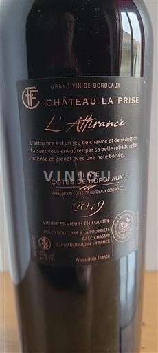 Bordeaux Blaye-Côtes-de-Bordeaux Château La Prise L'Attirance 2019