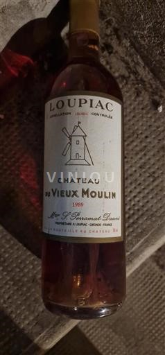 Bordeaux Loupiac Domaine Vieux Moulin 1989