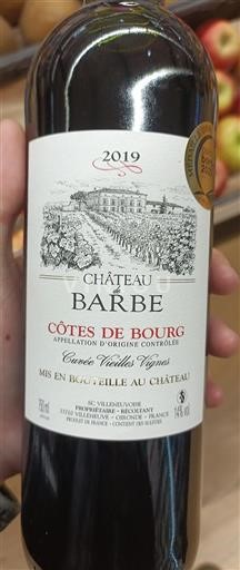 Bordeaux Côtes-de-bourg Château Barbe Vieilles Vignes 2019