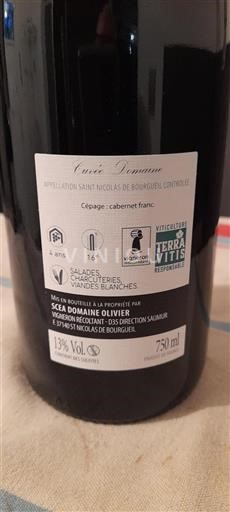 Vallée de la Loire Saint-Nicolas-De-Bourgueil Domaine Olivier Domaine Non Millésimé