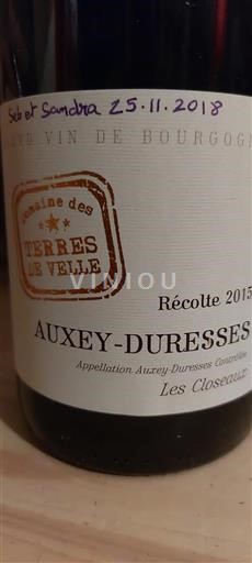Bourgogne Auxey-duresses Domaine Des Terres De Velle Les Closeaux 2015