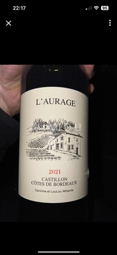 Bordeaux Castillon-côtes-de-bordeaux L'aurage 2021