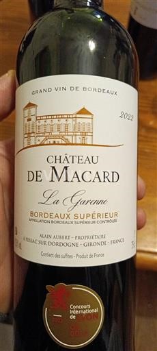 Bordeaux Bordeaux superiore Château Macard La Garenne 2022