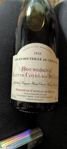 Vin Rouge sec Domaine De Melin 2010 France Bourgogne