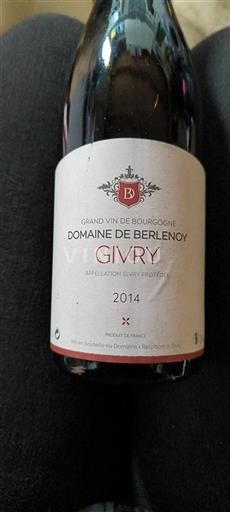 Burgundi Givry Domaine Bernlenoy 2014